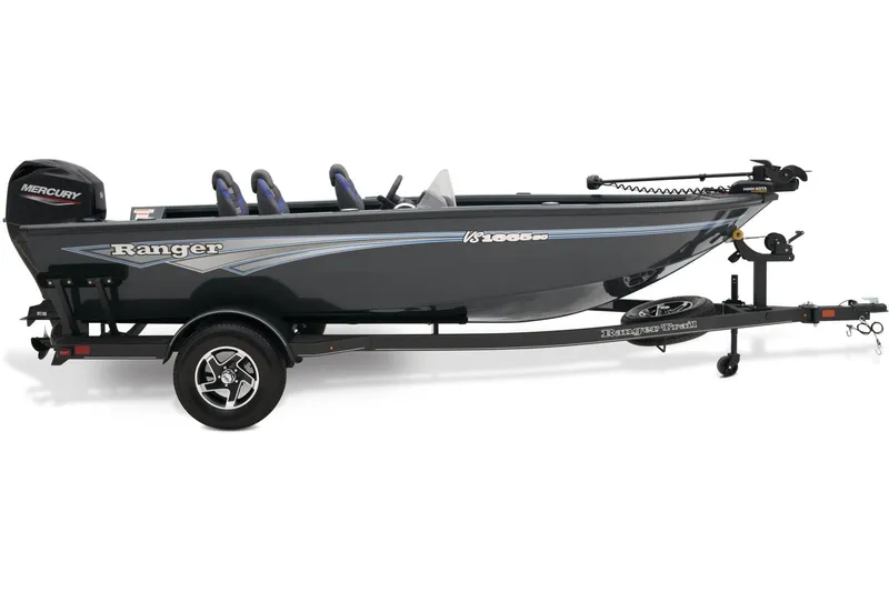 Slide: The Image of Interior of 2025 Ranger VS1665SC boat with carpeted finish and control panel. - 7