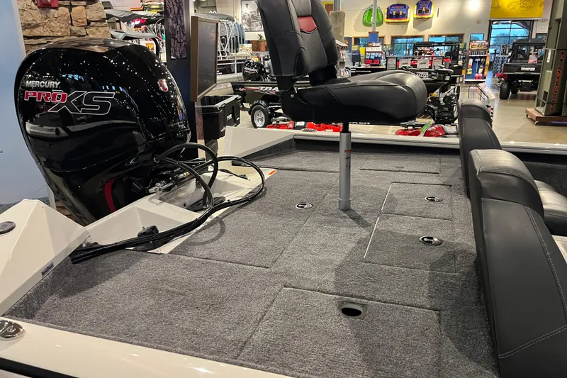 Slide: The Image of 2025 Tracker Pro Team 195 Tournament Edition boat interior with Mercury Pro XS engine. - 5