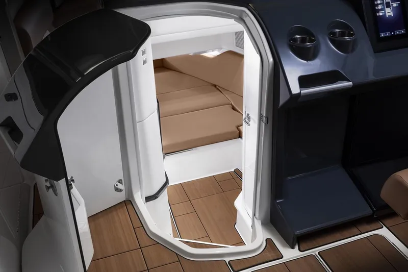 Slide: The Image of Interior cabin view of 2022 Aviara AV36 OB with wood flooring and modern design. - 29