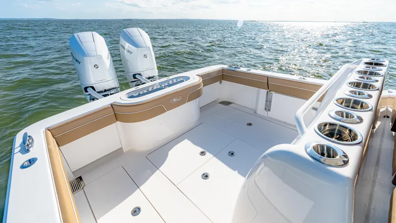 Slide: The Image of 2025 Valhalla Boatworks V-33 with dual engines on open water. - 11