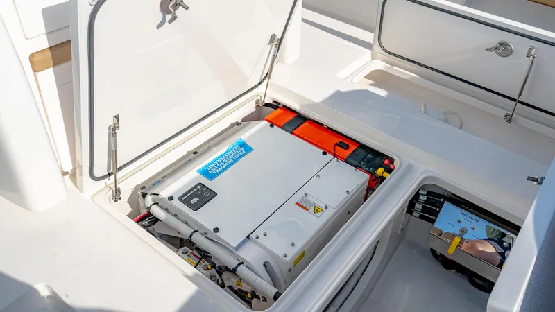 Slide: The Image of 2025 Valhalla Boatworks V-33 engine compartment showcasing advanced marine technology. - 43