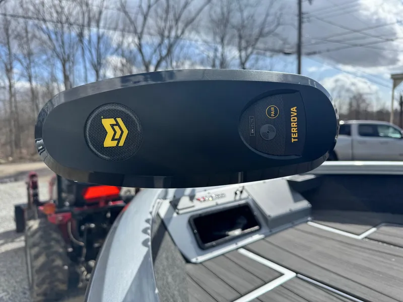 Slide: The Image of 2025 Vexus ADX190 boat with Terrova motor, outdoor setting. - 7