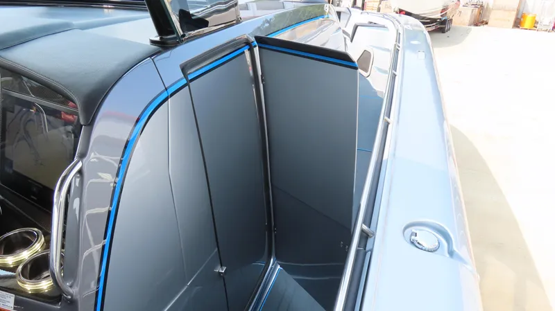 Slide: The Image of 2022 MTI 50v boat interior with sleek design and modern features. - 29
