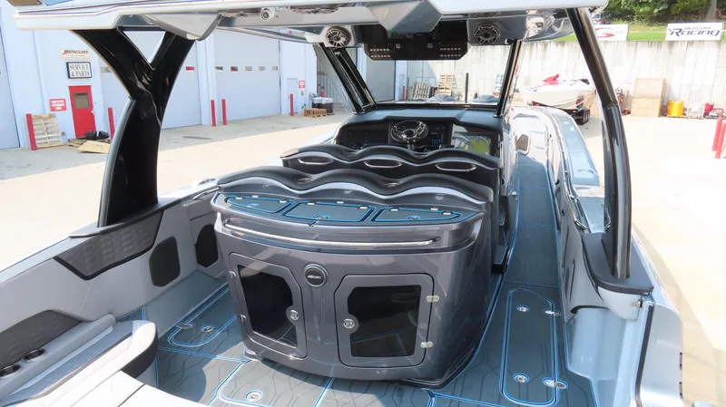 Slide: The Image of Luxury MTI 50v boat interior, 2022 model, featuring sleek design and modern amenities. - 6