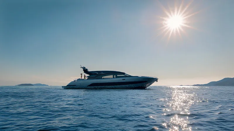 Slide: The Image of Luxurious 2026 AB 95S yacht cruising under a bright sun on calm waters. - 4