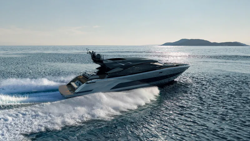 The Image of 2026 AB 95S yacht cruising on open sea near an island. - 1