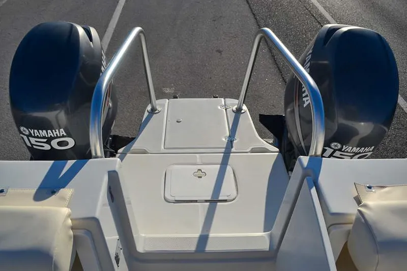 Slide: The Image of 2011 Glacier Bay 2740 Dual Console boat with twin Yamaha 150 engines. - 11