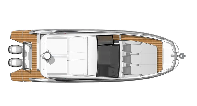 Slide: The Image of Top view of 2025 Beneteau 32 Gran Turismo boat design layout. - 24
