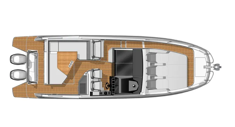 Slide: The Image of Top view of 2025 Beneteau 32 Gran Turismo yacht layout. - 26