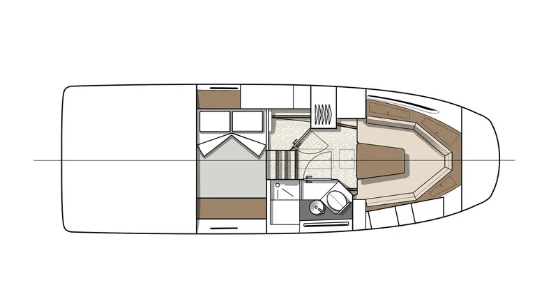 Slide: The Image of Floor plan of 2025 Beneteau 32 Gran Turismo yacht, featuring cabin and amenities. - 27