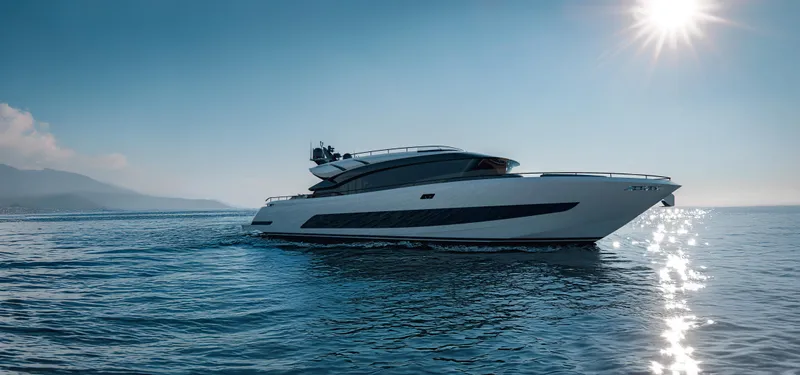 Slide: The Image of Luxurious 2026 AB 95C yacht cruising on serene ocean under bright sun. - 4