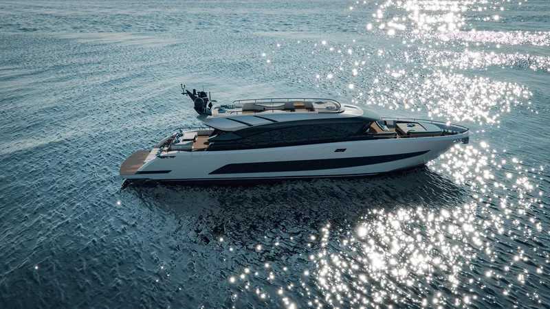 Slide: The Image of Luxurious 2026 AB 95C yacht gliding on sparkling ocean waters. - 5