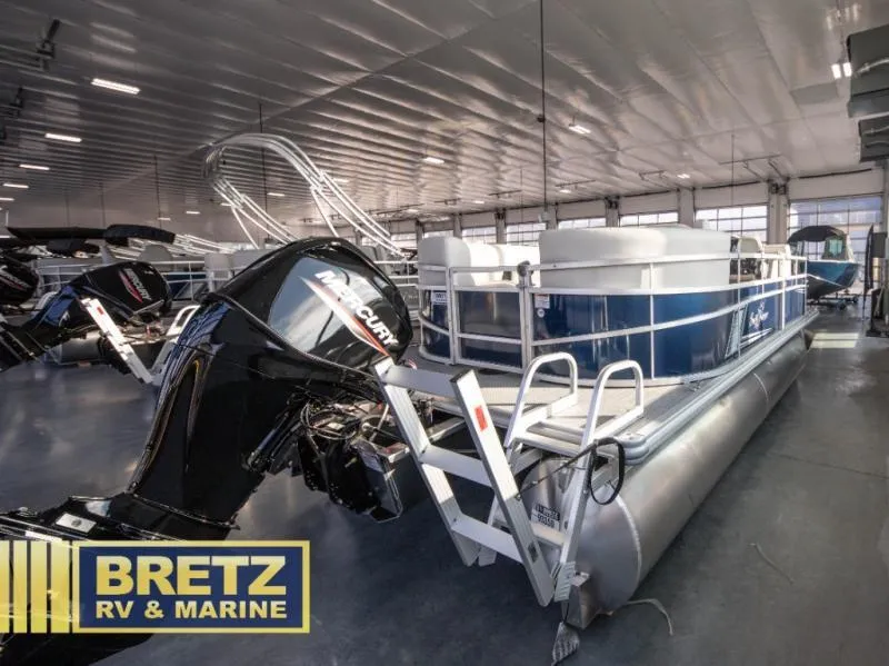 Slide: The Image of 2025 Vista Fish 18 pontoon boat in showroom at Bretz RV & Marine. - 4