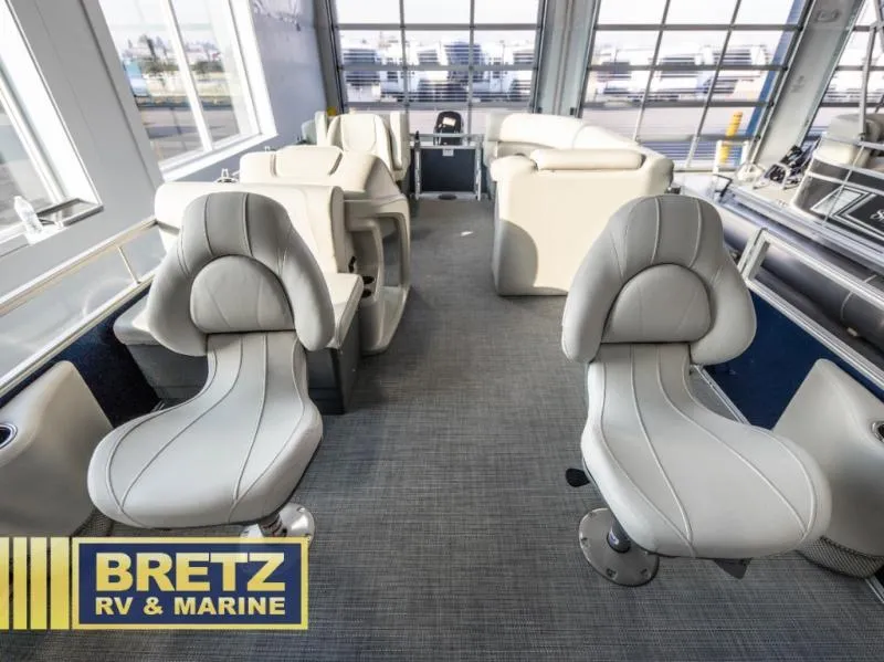 Slide: The Image of Interior of 2025 Vista Fish 18 boat with modern seating, showcased by Bretz RV & Marine. - 8