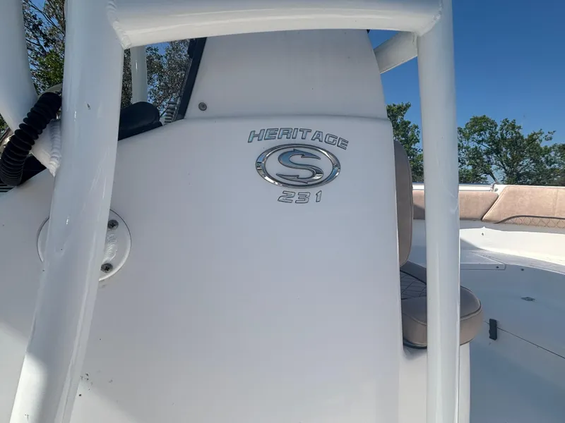 Slide: The Image of 2020 Sportsman Heritage 231 Center Console boat interior with logo detail. - 4