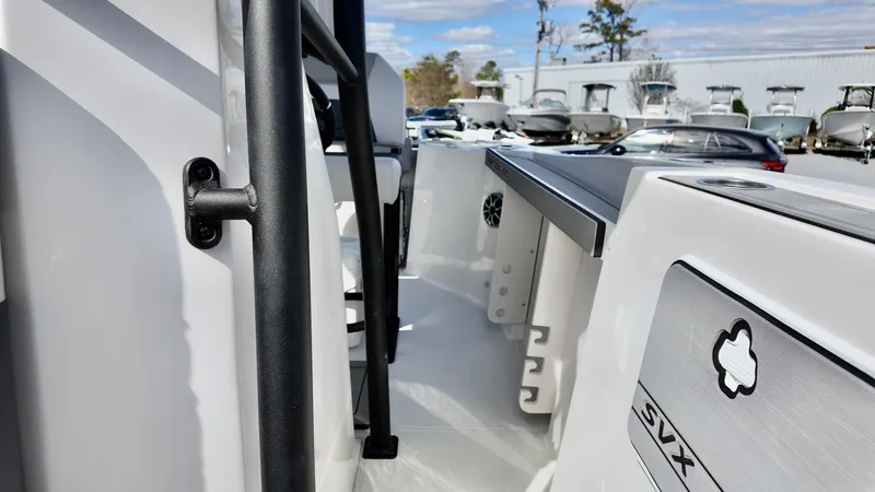 Slide: The Image of 2025 Starcraft SVX 231 OB boat interior, showcasing sleek design and modern features. - 12