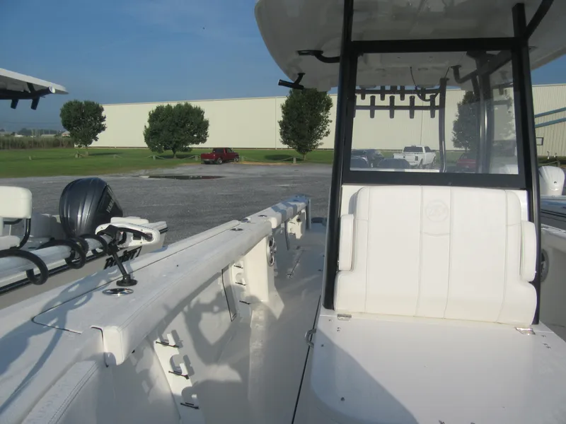 Slide: The Image of 2025 Parker 2900 Center Console boat with white seating and modern design. - 20