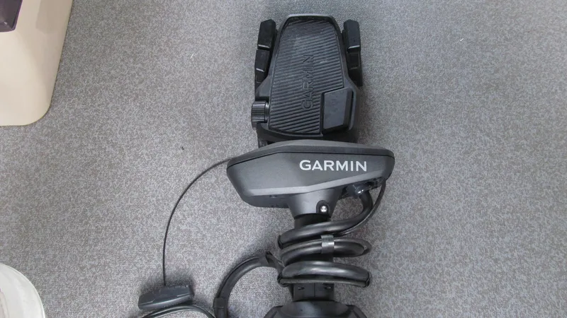 Slide: The Image of Garmin device on 2018 Sun Tracker Fishin' Barge 22 XP3 boat floor. - 16