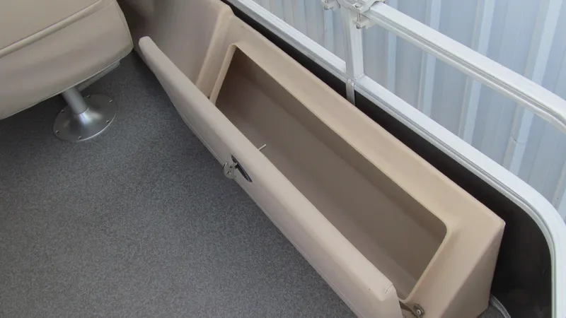 Slide: The Image of Storage compartment on 2018 Sun Tracker Fishin' Barge 22 XP3 boat interior. - 8
