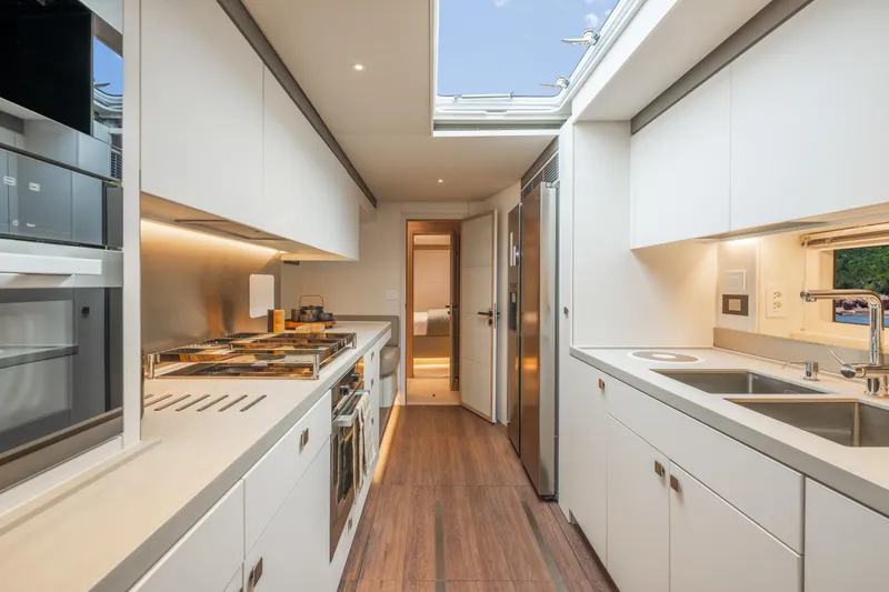 Slide: The Image of Luxurious bathroom interior of 2025 Lagoon Eighty 2 yacht, featuring modern design and elegant fixtures. - 37