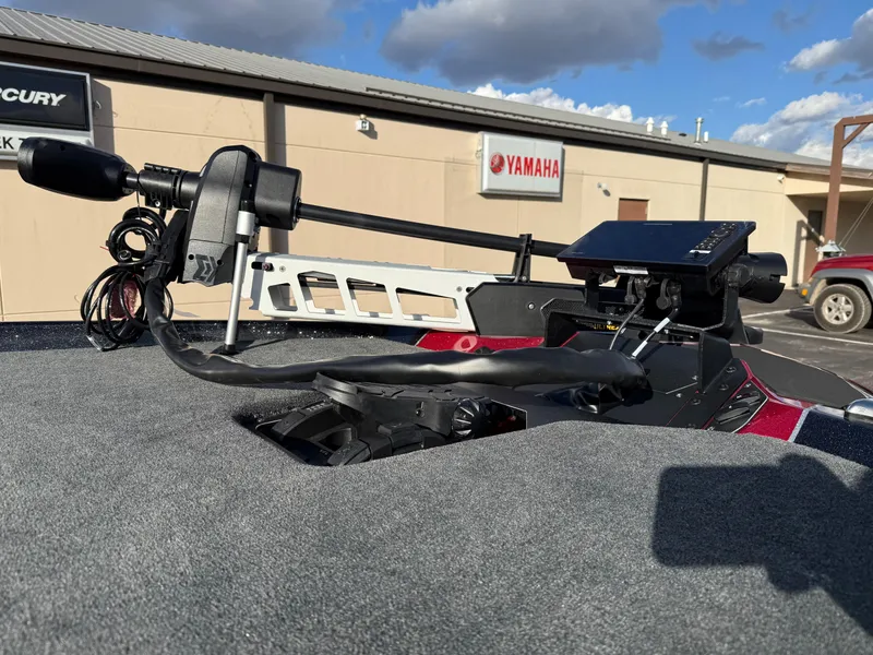 Slide: The Image of 2025 Skeeter ZXR20 boat deck with mounted equipment, Yamaha sign in background. - 6