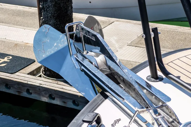 Slide: The Image of Anchor detail on 2025 Targa 37 boat at dock. - 44