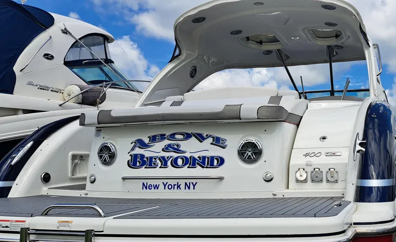 Slide: The Image of 2018 Formula 400 Super Sport boat named "Above & Beyond" docked in New York, NY. - 14