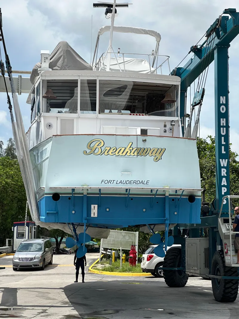 Slide: The Image of 1964 Huckins Atlantic yacht "Breakaway" in dry dock, Fort Lauderdale. - 5