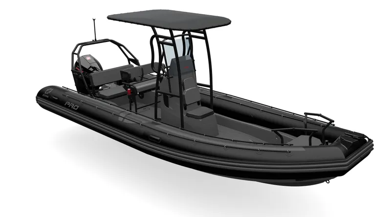 Slide: The Image of 2025 Zodiac Pro 7 inflatable boat with sleek black design and modern features. - 3