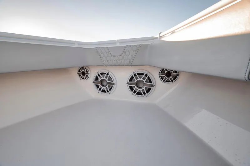 Slide: The Image of 2021 Contender 44 ST boat interior with built-in speakers. - 23