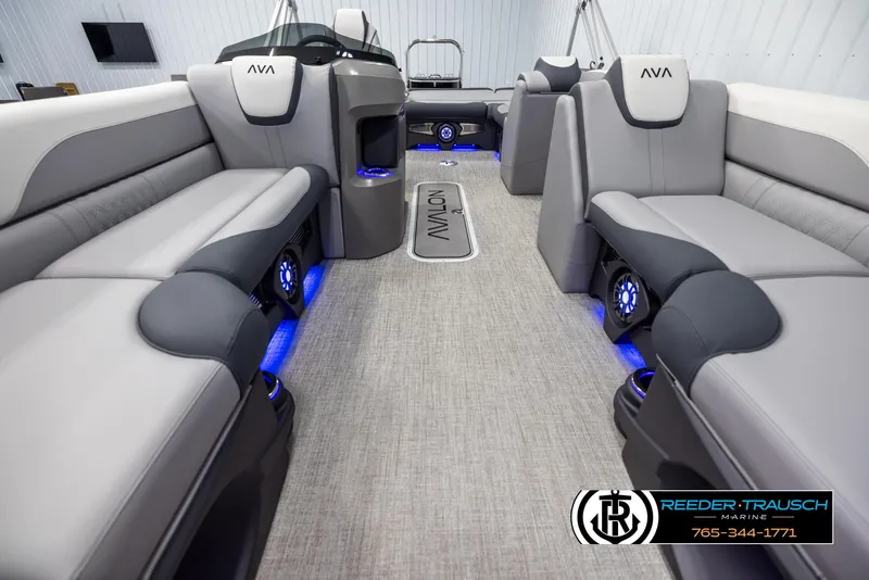 Slide: The Image of 2025 Avalon LSZ VRB interior with modern seating and ambient blue lighting. - 13