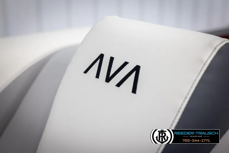 Slide: The Image of 2025 Avalon LSZ VRB boat seat with AVA logo, Reeder-Trausch Marine branding. - 41
