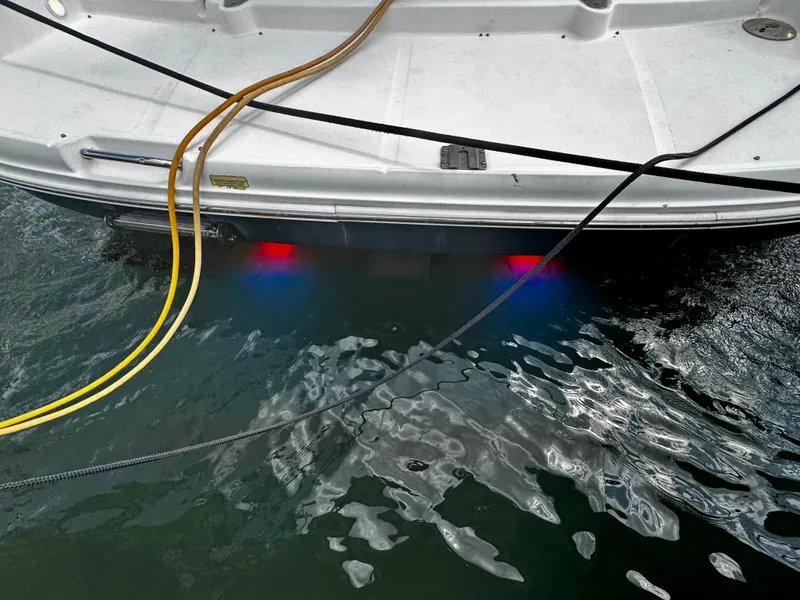 Slide: The Image of 2007 Sea Ray 40 Sundancer with underwater lights and dock cables. - 47