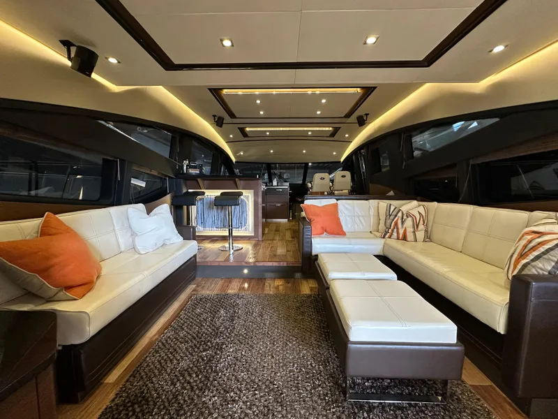 Slide: The Image of Luxurious interior of 2015 Sea Ray L650 Fly yacht with elegant seating and modern design. - 24