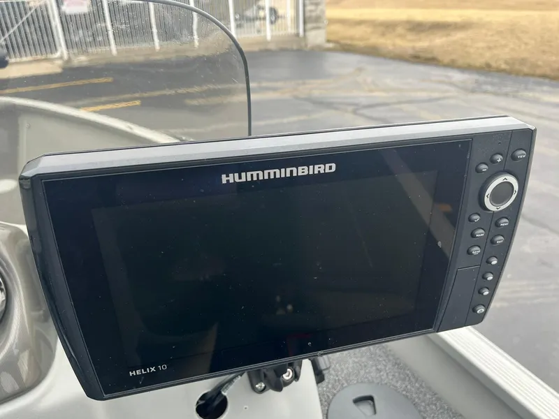 Slide: The Image of Humminbird Helix 10 fish finder on 2011 Lowe FM 165 boat. - 23