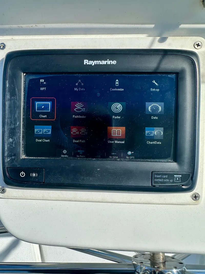 Slide: The Image of Raymarine navigation display on 2002 Beneteau Oceanis Clipper 393 sailboat. - 40