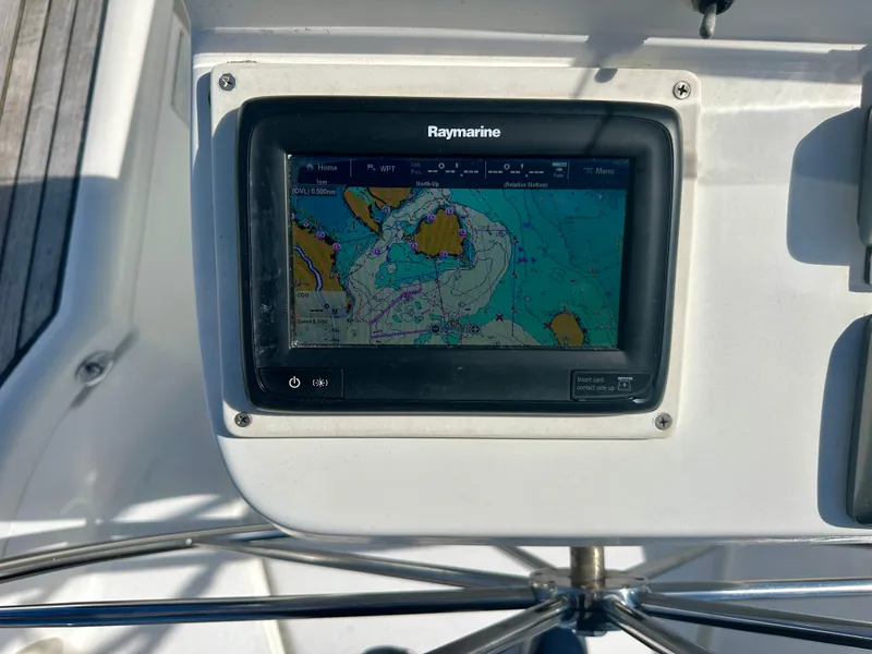 Slide: The Image of Raymarine navigation system on 2002 Beneteau Oceanis Clipper 393 yacht. - 41