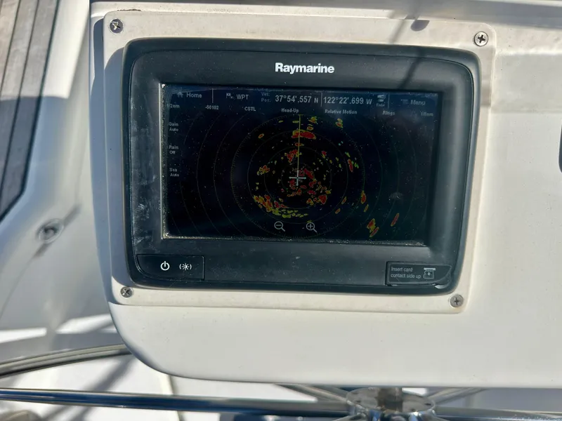 Slide: The Image of Raymarine navigation system on 2002 Beneteau Oceanis Clipper 393 sailboat. - 42