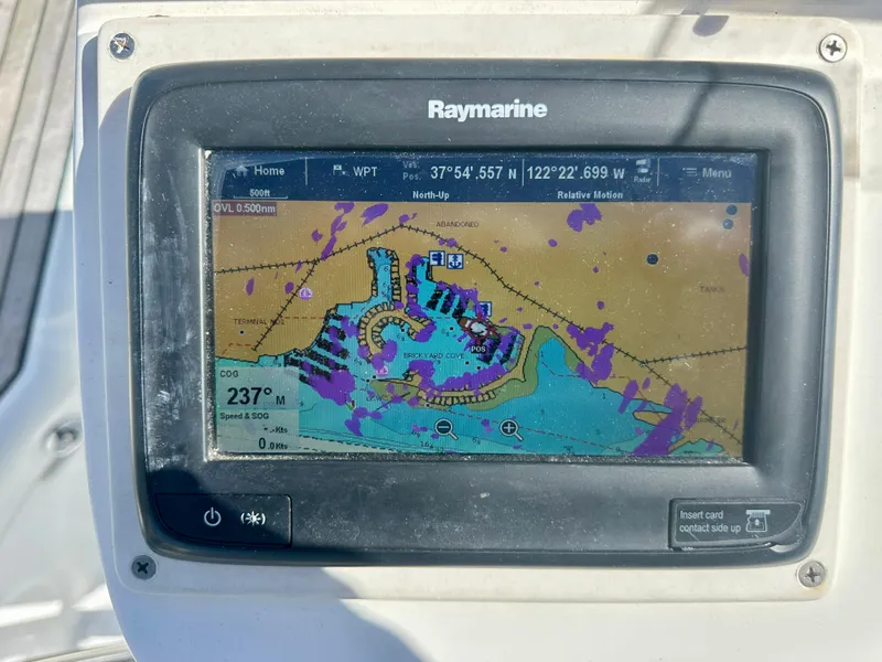 Slide: The Image of Raymarine navigation display on 2002 Beneteau Oceanis Clipper 393 sailboat. - 44