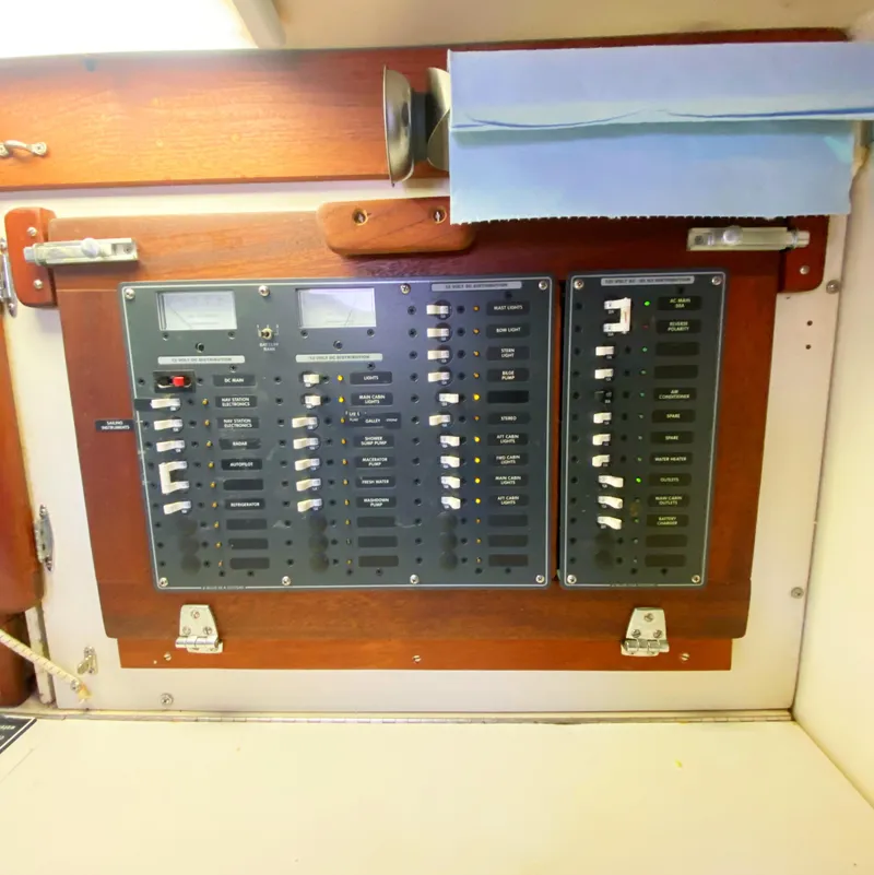 Slide: The Image of Electrical panel inside 1975 Whitby 42 Center Cockpit sailboat. - 36