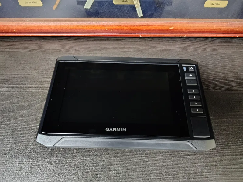 Slide: The Image of Garmin marine GPS device on a Parker 1801 Center Console, 2024 model. - 34