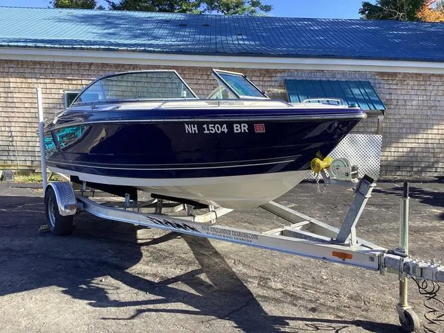 Slide: The Image of 2012 Monterey Sport Boat 184FS on trailer, parked outdoors. - 3