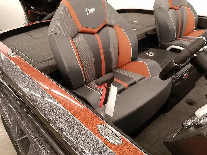 Slide: The Image of 2025 Ranger Z520 SC boat interior with stylish seats and modern design. - 4