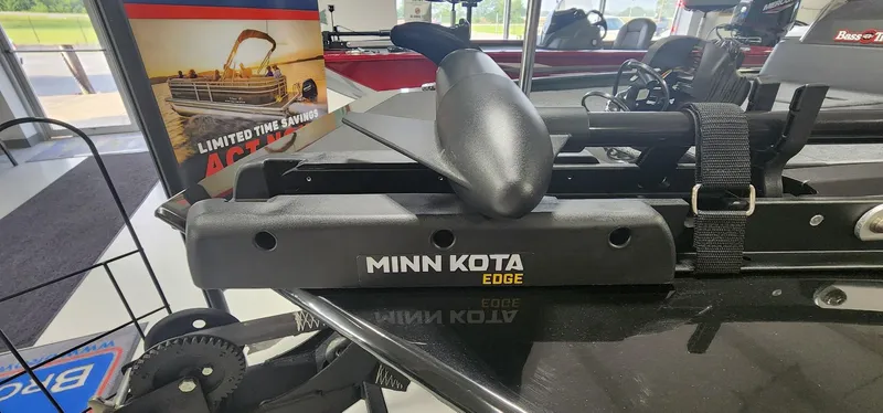 Slide: The Image of Minn Kota Edge trolling motor on 2025 Tracker Bass Tracker Classic XL boat display. - 4