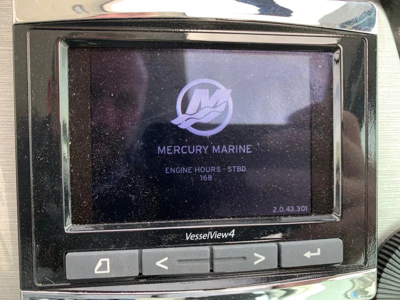 Slide: The Image of Mercury Marine VesselView4 display on 2014 Monterey 320 Sport Yacht showing engine hours. - 29