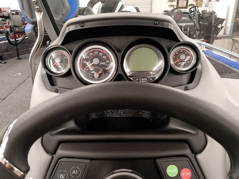 Slide: The Image of Dashboard of 2025 Ranger 620FS Fisherman boat with gauges and controls. - 25