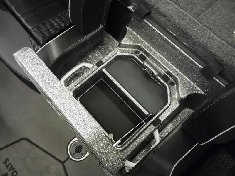 Slide: The Image of 2025 Ranger Z519R Cup-Equipped boat storage compartment, open and empty. - 22