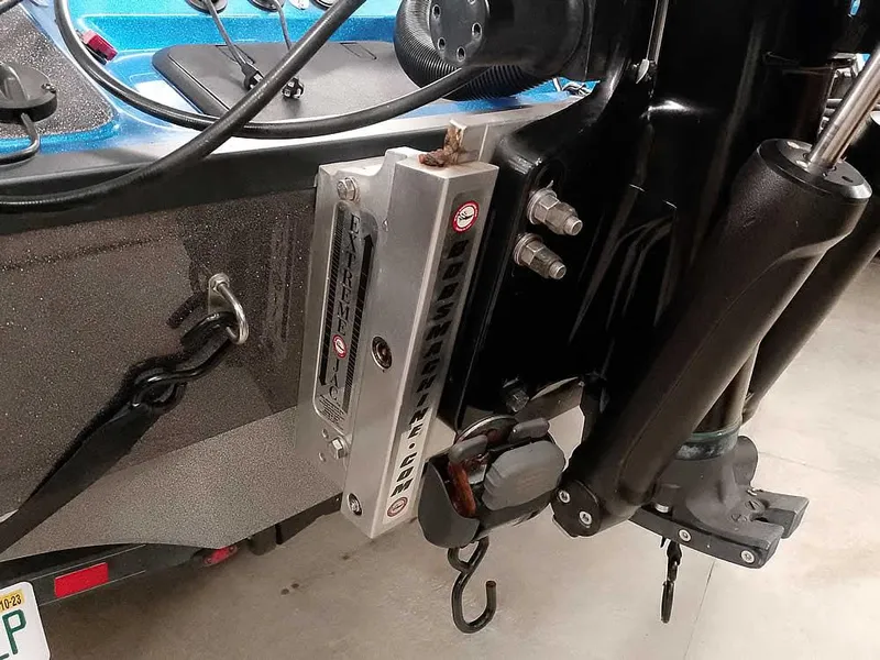 Slide: The Image of 2021 Ranger 622FS Pro boat motor mount and accessories detail. - 13