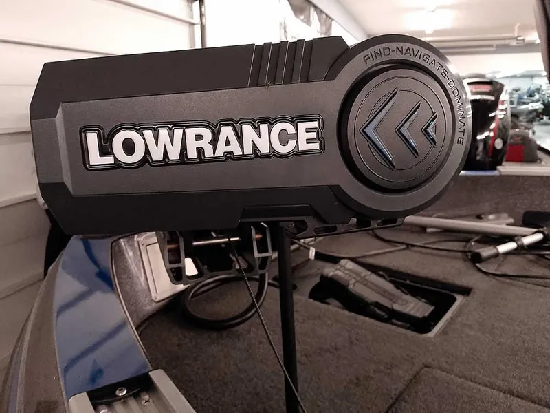Slide: The Image of Lowrance device on 2021 Ranger 622FS Pro boat, interior view. - 9