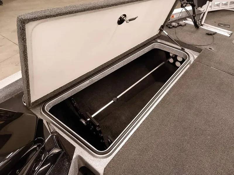 Slide: The Image of 2019 Ranger Z519 DC boat storage compartment with open lid, showcasing spacious interior. - 20